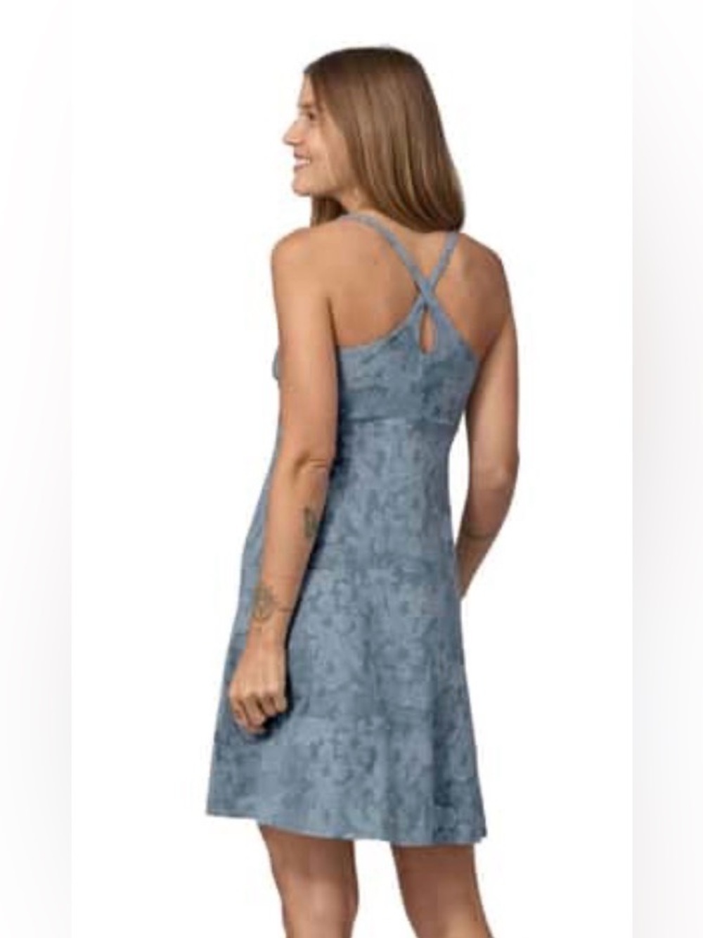 Patagonia Amber Dawn Dress Small Blue Floral Strappy Back Outdoor Casual - Picture 2 of 11